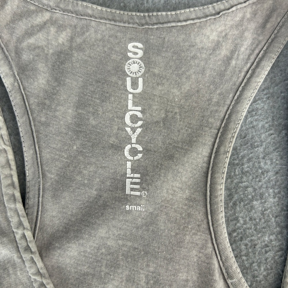 SoulCycle Size Small Tank Top Gray Mineral Wash Spin Wheel Graphic Racerback - Picture 2 of 10